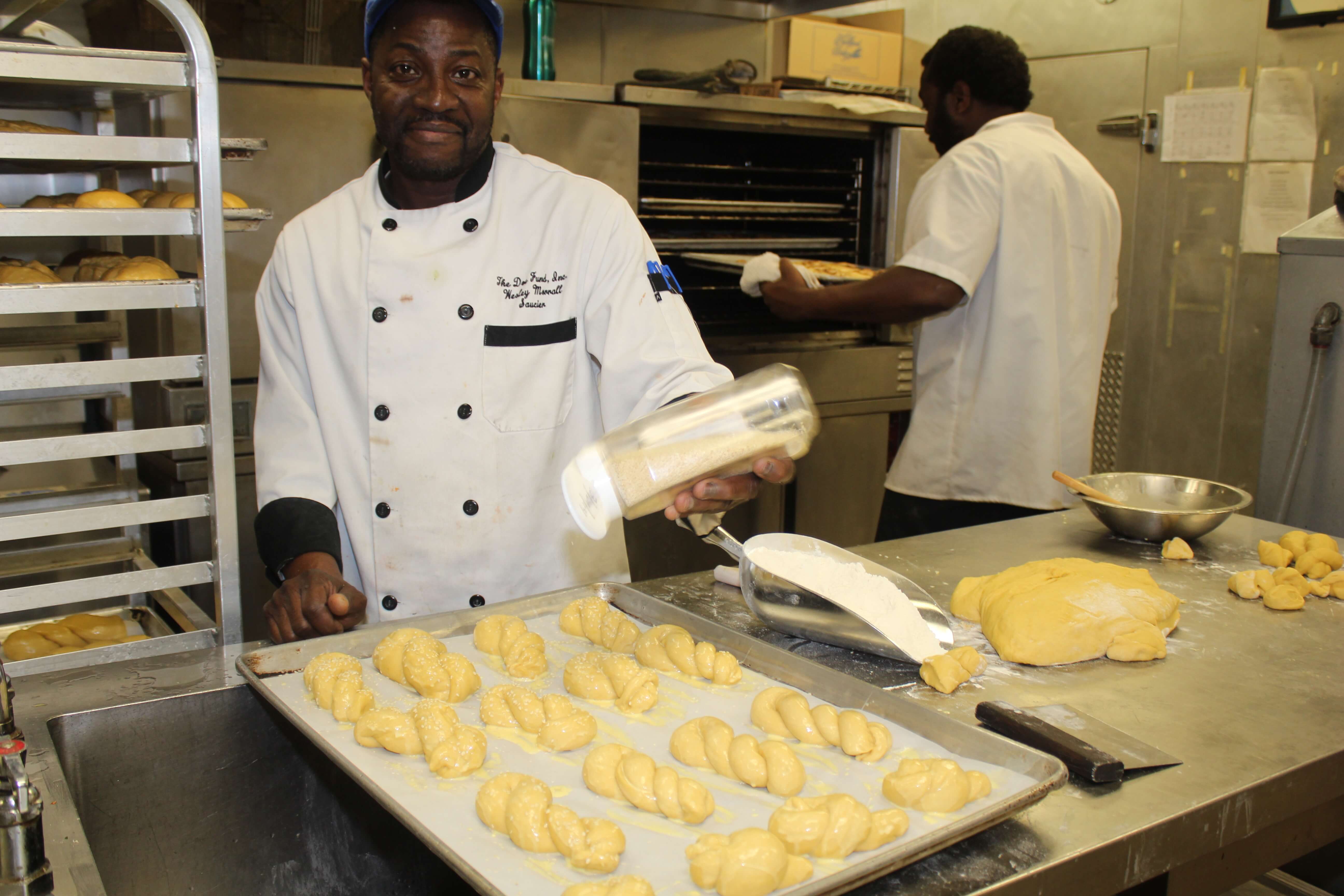 Wesley Morrall Wesley has been working with us for almost 3 years and has been diligent in his efforts to improve his cooking and supervising skills. Since day one, he’s talked about his vast improvement in the culinary field- from barely boiling water to now supervising at least 8 trainees every morning and helping to prepare 400 meals per day. If ever asked about his career, he’s the first to say, “At the ripe age of 50, I can finally say I've found my passion- cooking.” He is what we at The Doe Fund call a P.Q. man- Pride and Quality, and he shows it every day.